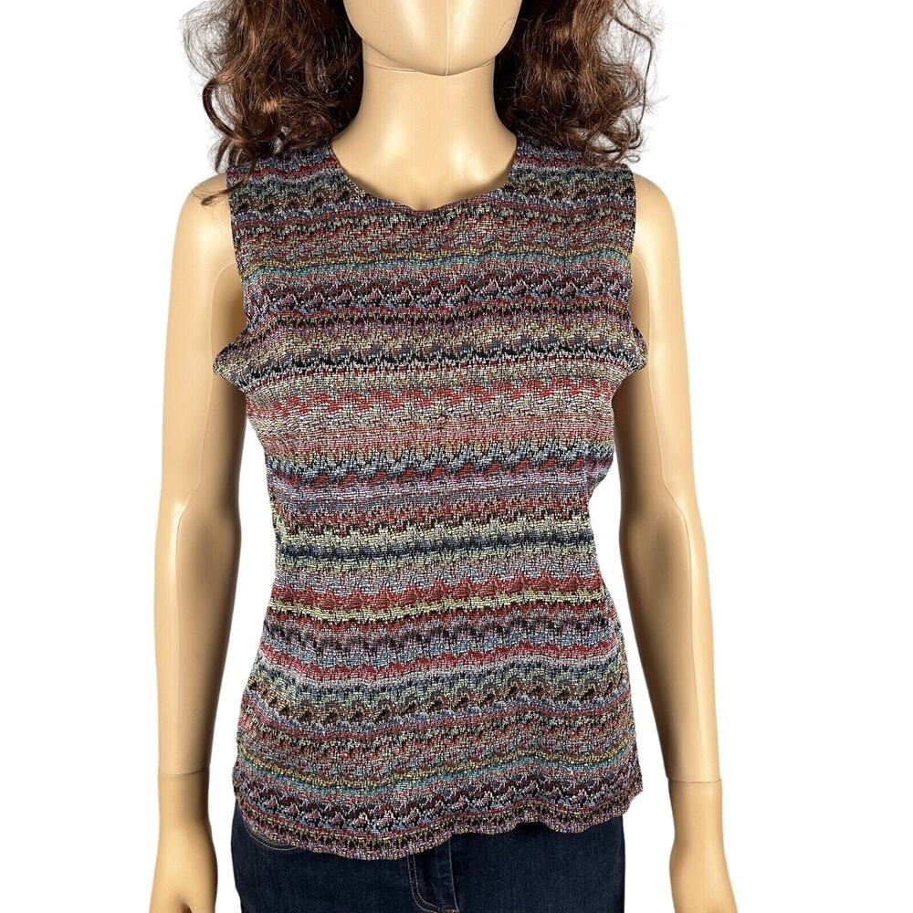 Vintage Units Multicolor Textured Sleeveless Tank Top Blouse Medium 90s